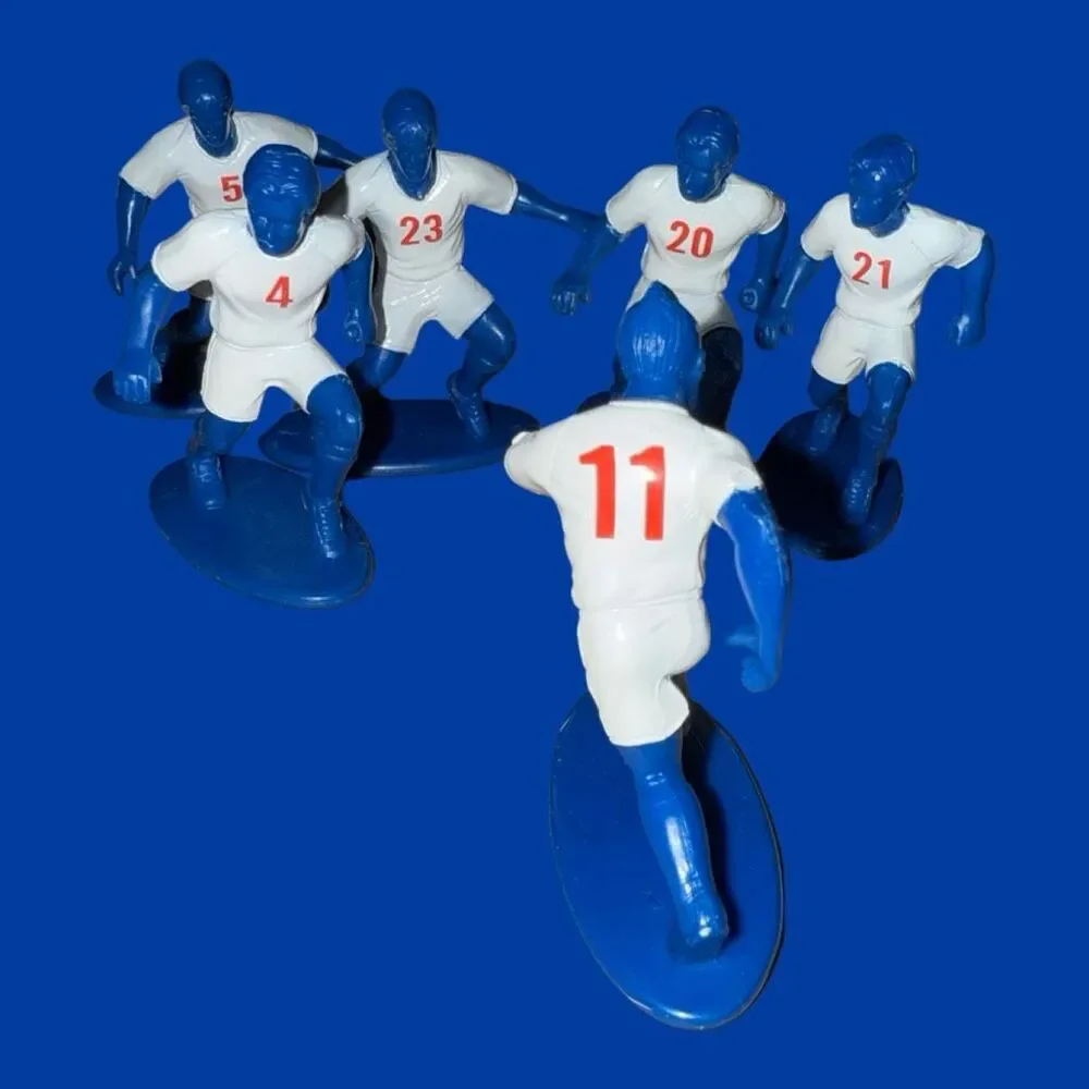 2003 Kaskey Kids Soccer Figures White Blue Players Cake Toppers B21